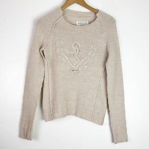 All Saints Women's Tan Anchor Knit Sweater Wool Linen Alpaca Size 6